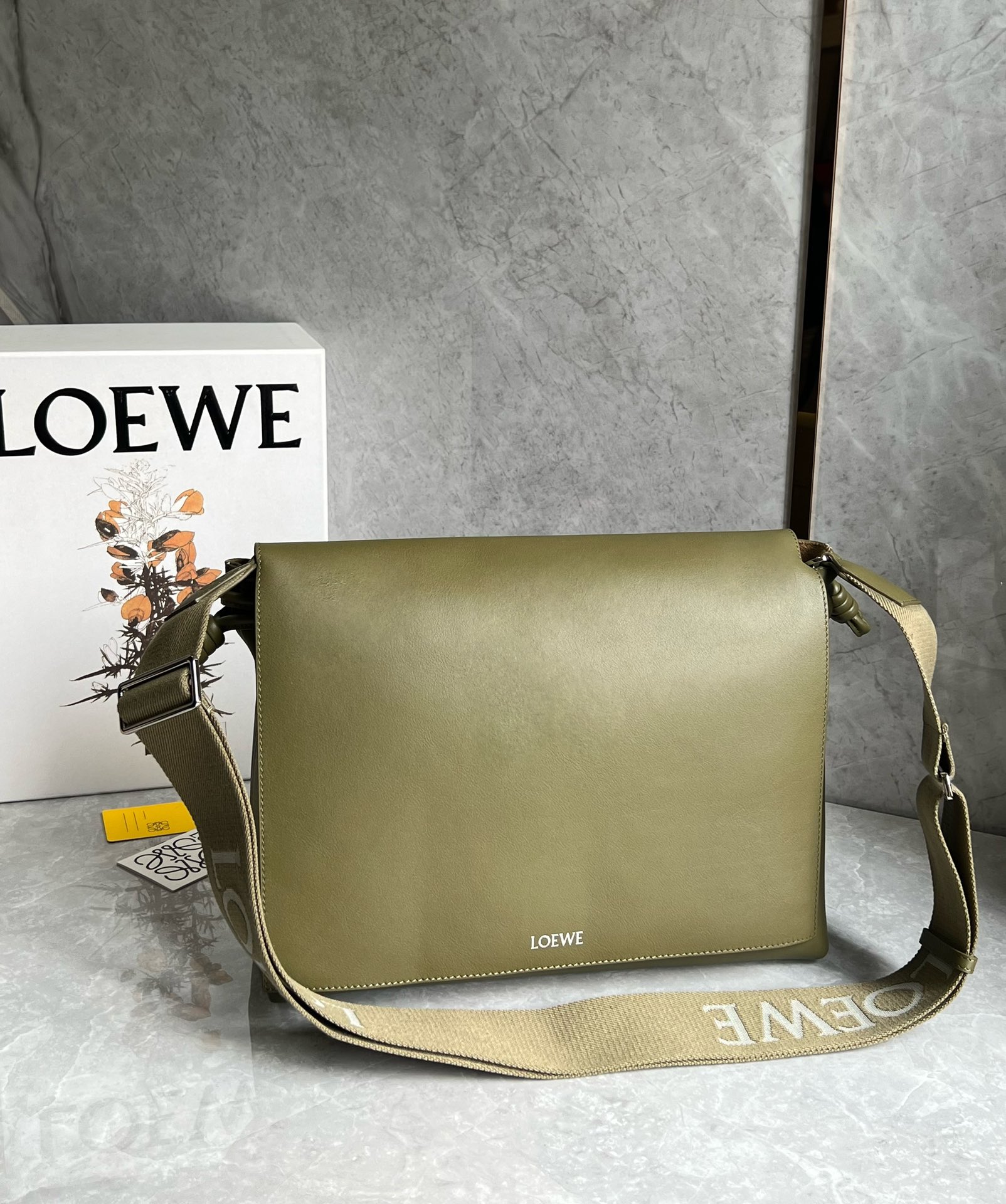 Loewe Flamenco Satchel in Shiny Supple Calfskin Green